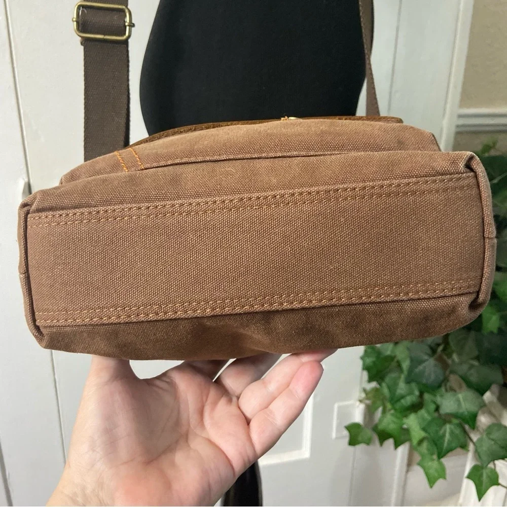 Augur Unisex Canvas & Leather Vintage Army Style Messenger Crossbody Bag
